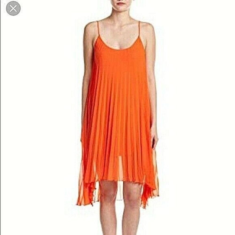 Bleu Rod Beattie orange polyester pleated dress - Picture 5 of 6